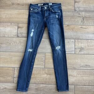 AG Adriano Goldschmied The Legging Ankle Jeans Womens 26 Blue Distressed Skinny